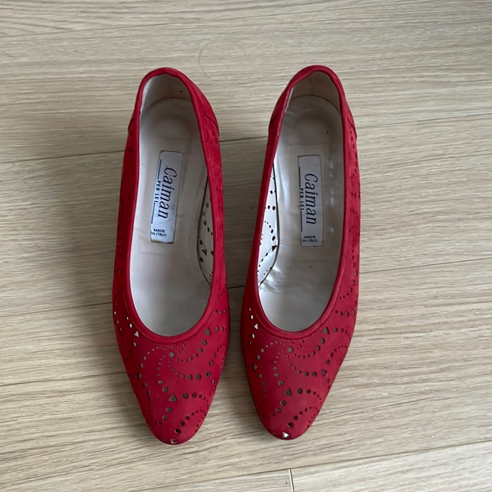 Caiman Per Lei Italian Leather Red Pimps Size 36